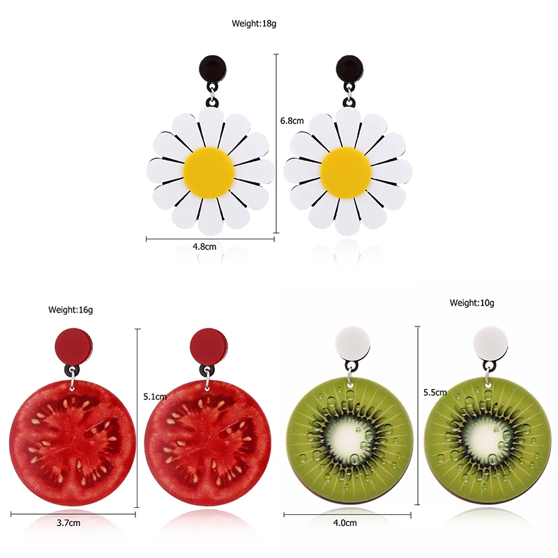 Милые летние женские серьги в виде вишни, цветов, арбуза, ювелирные изделия, крутые, в стиле панк, большие фрукты, зеленые, акриловые серьги, массивные подарки