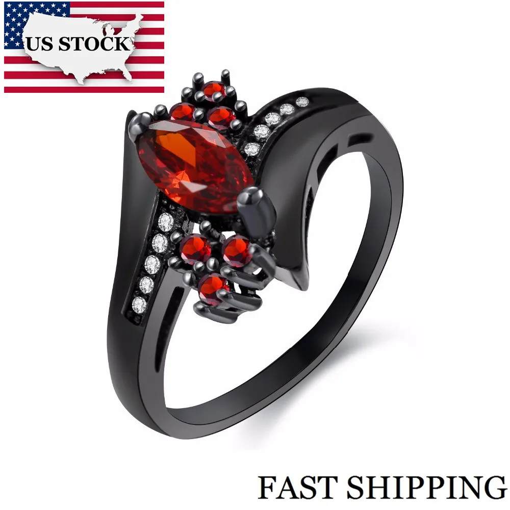 Женское Обручальное кольцо с черным кристаллом и фианитом Y350|engagement rings for