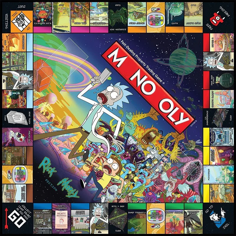 مجلس لعبة Monopoli لعبة ببطاقات ورقية ريك و Morty جامعي طبعة الأسرة لعبة ل طفل لغز والترفيه