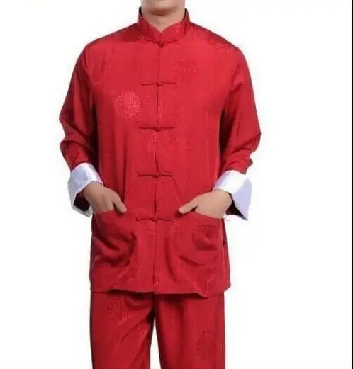 Wholesale Free Shipping New 5 colour Chinese men's Dress silk kung fu tang suit pajamas SZ: M L XL 2XL 3XL Hot Selling mens pajama shorts set