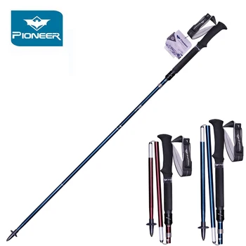 

Pioneer Portable Trekking Poles Hiking Walking Stick Aluminum Collapsible Adjustable Trekking Cane Hiking Accessories 2 Pcs