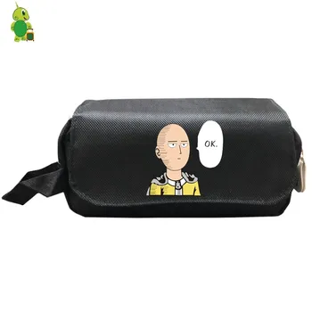 

Anime One Punch Man Cosmetic Case Double Layer Pencil Bag Children Funny Storage Bags Purse Boys Girls Primary School Supplies