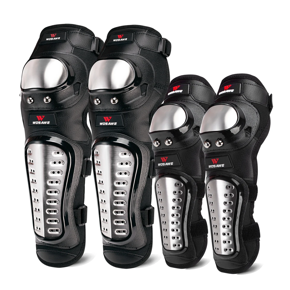 WOSAWE Stainless Steel Knee Pads Protector Set Support Sports Arthritis Guard Kit Snowboard Kneepad Hockey Motorcycle Protection