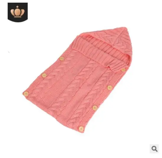 Детский спальный мешок для коляски, утепленный зимний теплый спальный мешок, вязаный детский спальный мешок для новорожденных, Пеленальное Одеяло для младенцев - Цвет: Pink