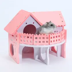 Новый горячий милый домик хомяка клетки Крыса Мышь гнездо двухъярусная лестница цветная Кровать Дом маленький домик для животных Розовый