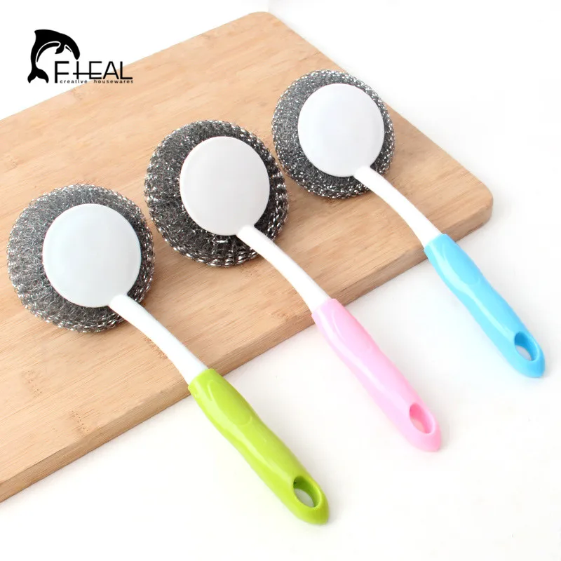 FHEAL Eco Friendly Pan Brush Cleaning Brush Long Plastic handle