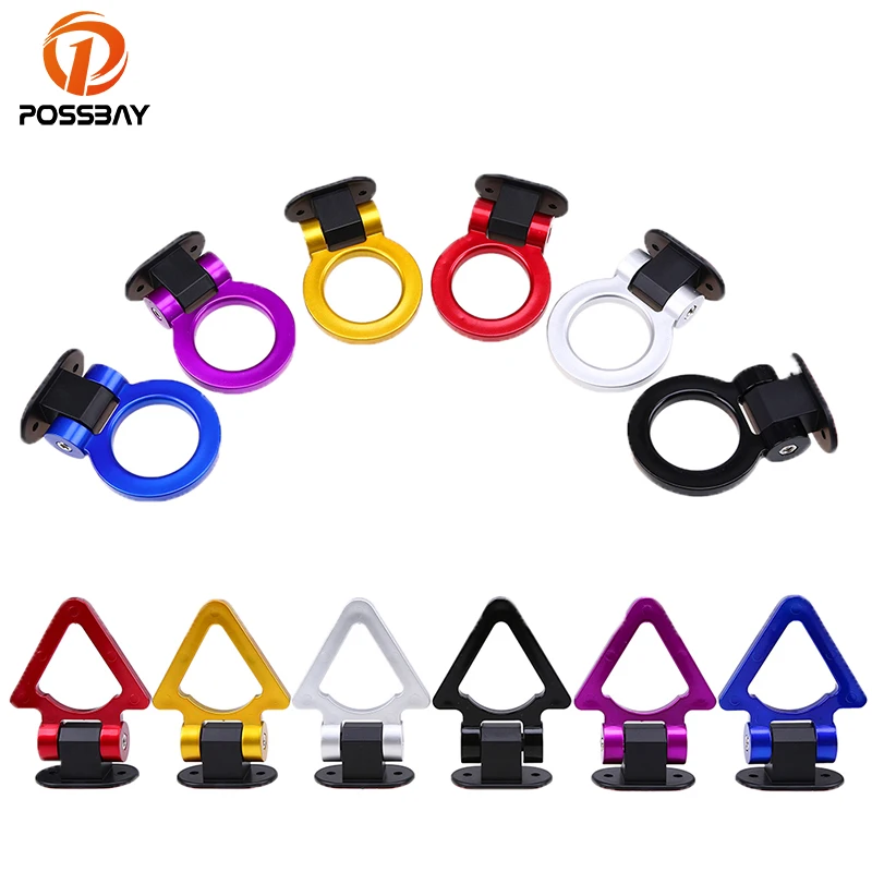 POSSBAY اكسسوارات السيارات الجبهة الخلفية السحب هوك الأحمر/الأزرق/الأسود/الفضة/الذهب/الأرجواني سيارة السيارات مقطورة حلقة سحب القضبان أدوات دي...