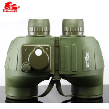 

ZIYOUHU 7x50 military binoculars rangefinder professional waterproof telescope with tripod interface sailing compass Army green