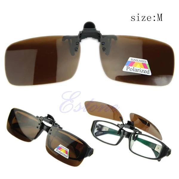 Поляризационные солнцезащитные очки для дневного и ночного видения Clipon Flipup Lens, очки для вождения A7160 - Цвет: brown m size
