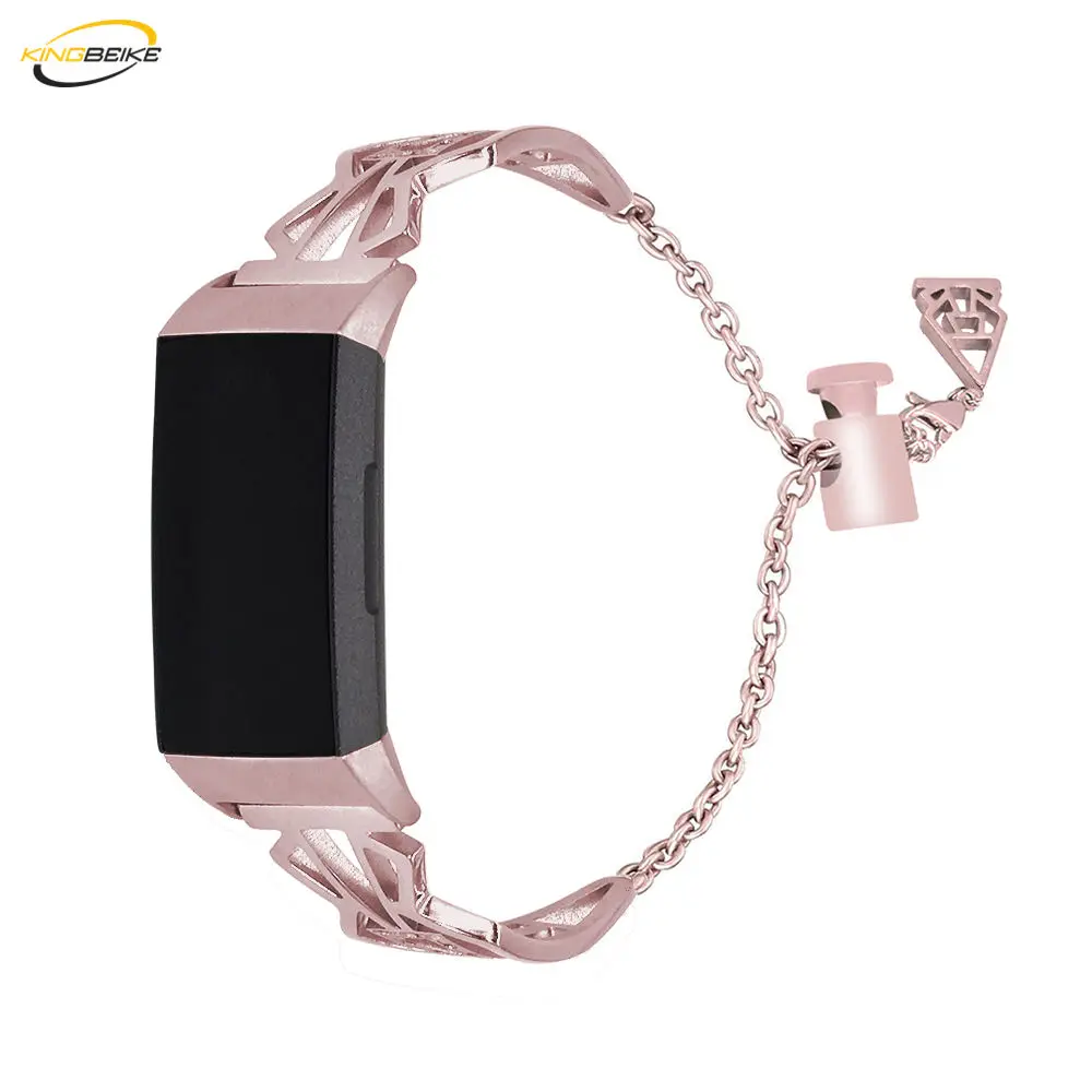 KINGBEIKE нержавеющая сталь часы ремешок для Fitbit Charge 3 элегантный металлический