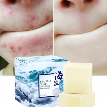 

10pcs Sea Salt Soap Pure Natural & Additive-free Handmade Soap Acarus Killing Blackhead Remover Brightening Skin Care 100g