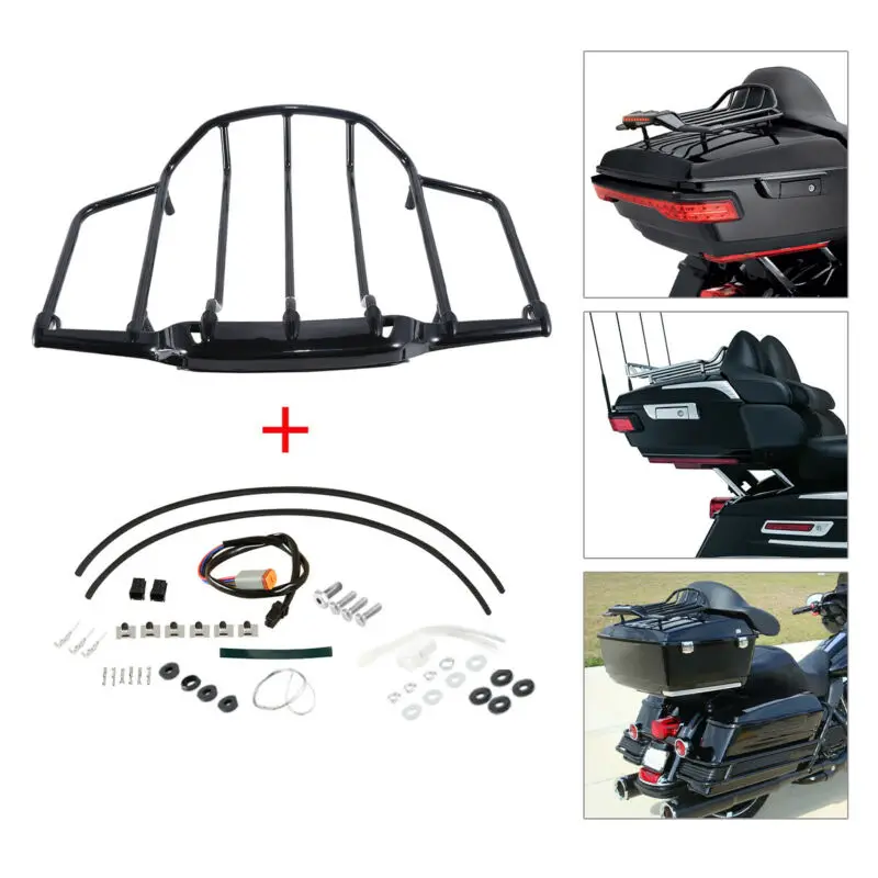 Tour Pak Trunk Air Wing Luggage Rack W/LED Light Fit For Harley Road Glide 93-13 