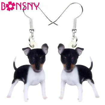 

Bonsny Statement Acrylic Fox Toy Terrier Earrings Big Long Dangle Drop Stud Cute Jewelry For Women Girl Ladies Teens Decoration