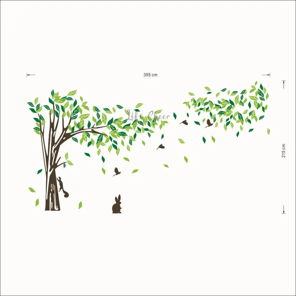  Animals With Tree Vinyl Wall Stickers Removable Large Size Kids Bedroom Decoration Branches Tall Tr - 33025336493