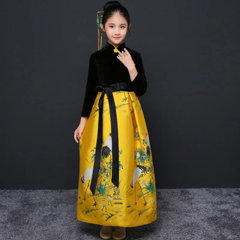 

Chinese Dress Kids Winter Long Sleeve National Costume For Kids Chinese New Year Dress Infant Festival Outfit Qipao Girl AA4422