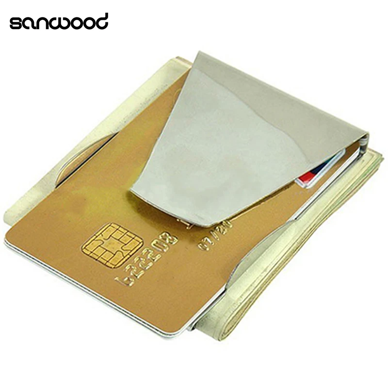 Нержавеющая сталь ID кредитных карт чехол-портмоне с отделением для карт Двусторонняя изменения зажим для денег