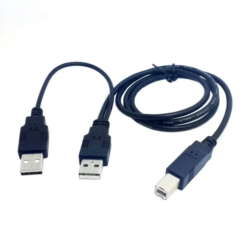 Двойной USB 2 0 папа к стандарту B Мужской Y кабель 80 см для принтера и сканера
