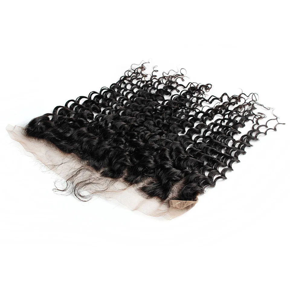 YVONNE Virgin Brazilian Deep Wave Lace Frontal 13x4 Natural Color 100% Human Hair Products