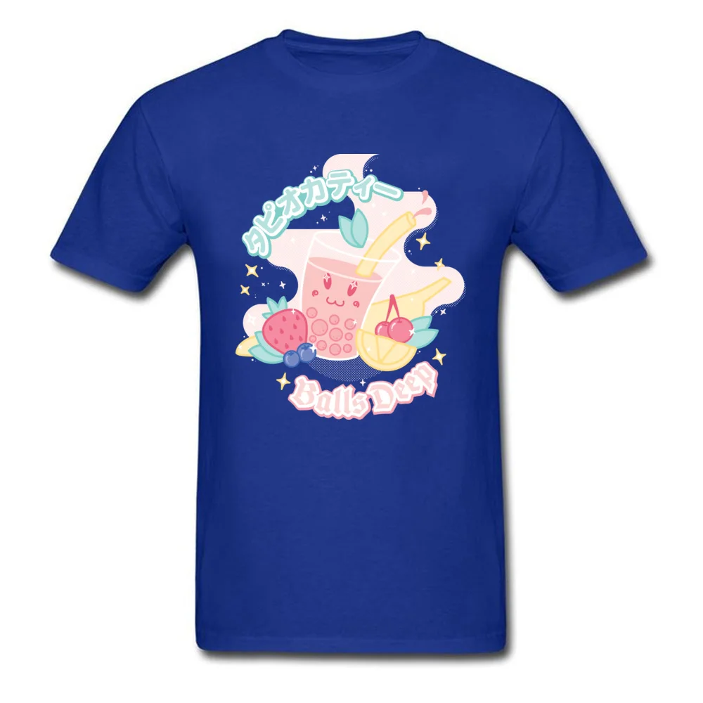 T Shirt Bubble Tea Summer/Autumn Funny Hip hop Short Sleeve 100% Cotton Crew Neck Mens T Shirt Hip hop Tops & Tees Bubble Tea blue