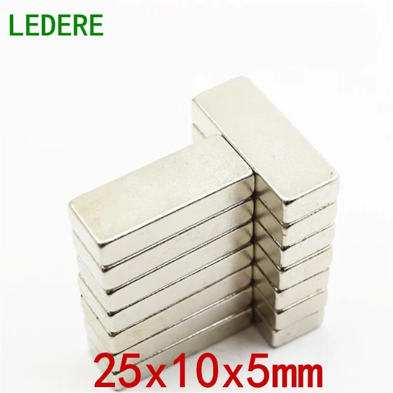 

LEDERE 5/10pcs magnet 25x10x5 Strong magnets N35 25x10x5mm rare earth neodymium magnet 25mm*10mm*5mm