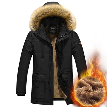 

2018 Winter Men's Jackets Thick Warm Plus Size 5XL Casual Add Wool Hooded Fur Collar Parkas New Fashion Outwear With Buttons