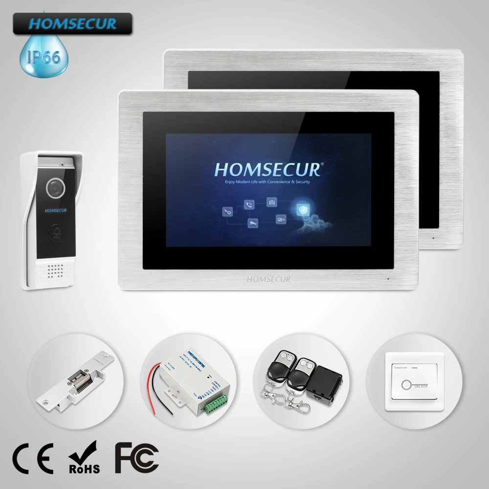 

HOMSECUR 7" Wired Video&Audio Smart Doorbell Intercom Electric Strike Lock Set Included BC031-B + BM714-S