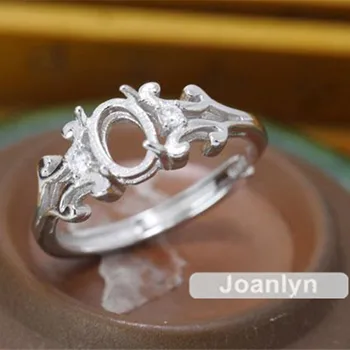 

Ring Setting for 5x7mm Oval Cabochons or Faceted Gemstones White Gold Plated 925 Silver Zircon Adjustable Band Ring Blank JZ197