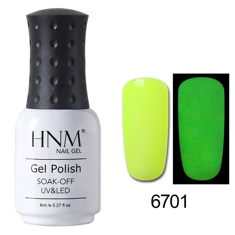 HNM 8 мл люминесцентный УФ-гель для ногтей лаковый ночной светящийся в темноте флуоресцентный Гибридный Базовый лак цветной лак для ногтей