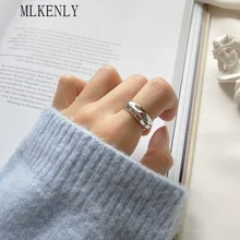 MLKENLY 925 пробы бумага из серебряной фольги Открытое кольцо Модные Винтажные овальные камни ретро вечерние кольца женские ANEL Bague