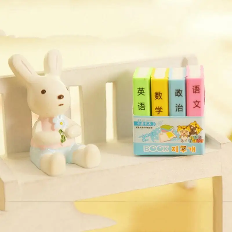 4 pcs/lot Cute Creative Korean Stationery School Supplies Books Style Eraser Rubber Eraser