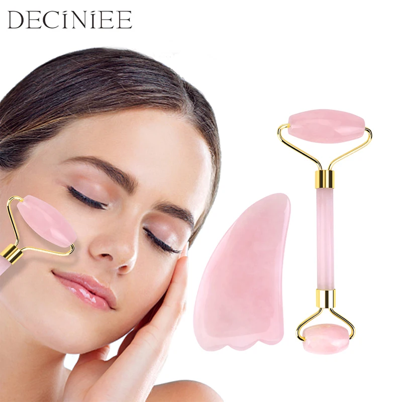 Portable Rose Quartz Facial Massage Crystal Stone Facial Lift Jade