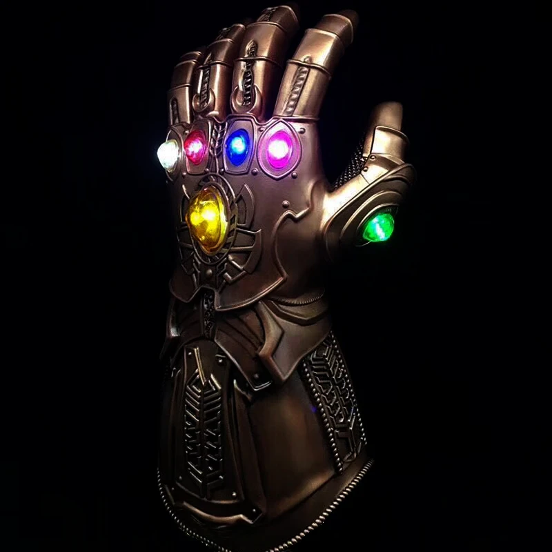 Светодиодный светильник Thanos Infinity Gauntlet Мстители Бесконечность войны косплей светодиодный перчатки ПВХ/латекс фигурка модель игрушки Хэллоуин реквизит