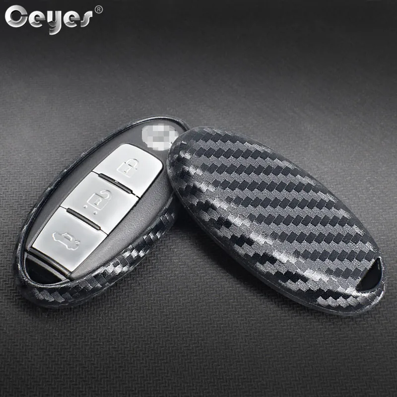 

Ceyes Carbon Fiber Remote 3 Key Covers Car Styling Shell Case For Nissan Juke Qashqai Tidda Livida For Infiniti EX35 Accessories
