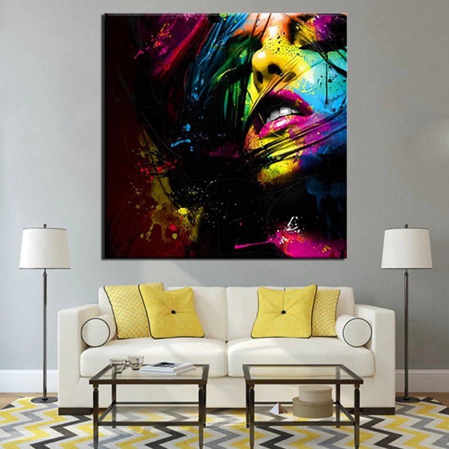 

1 Piece Modern Wall Art Girl Colorful Unframed Canvas Painting For Home Bedroom Art Wall Decoration Wall Pictures Multicolor
