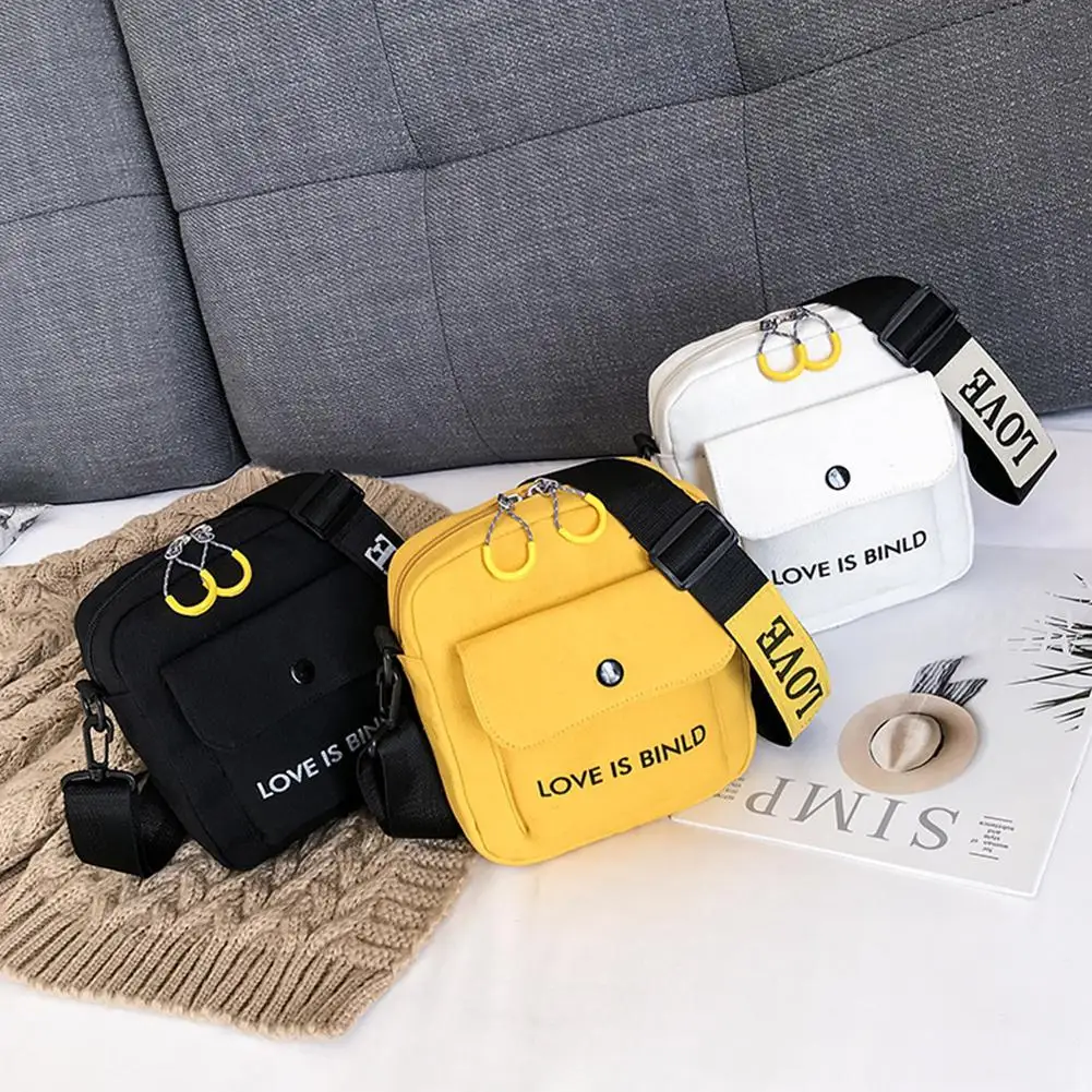 

Yfashion Fashion Sports Women Bag All-match Single Shoulder Bag Casual Letter Rivet Canvas Bags Satchel with Earphone Holes