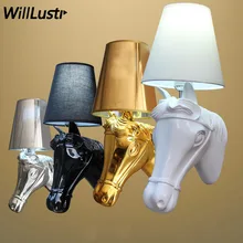 Koń kinkiet nowoczesny kinkiet kinkiet lampa w kształcie konia Ma Tau lampki nocne sypialnia hotel restauracja sklep salon(China)