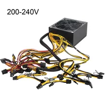 1600W ATX Power Supply PFC 9 Blades Fan For Eth Rig Ethereum Coin Miner Mining 8 SATA Interfaces Power Supply