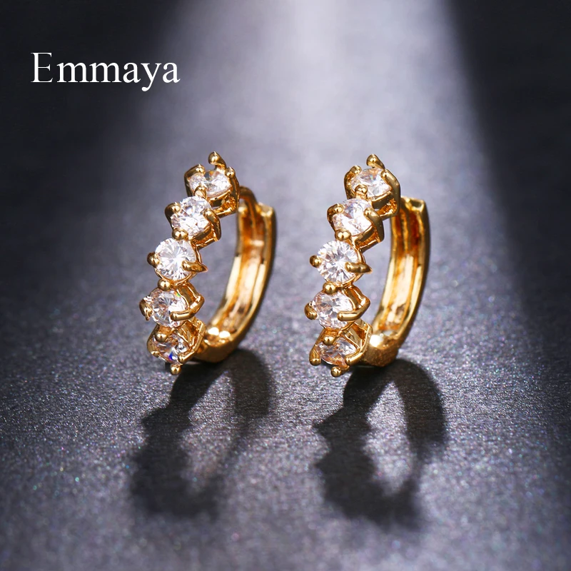 

EMMAYA Luxury Female Gold Cubic Zircon Buckle Stud Earrings Women Earrings For Women Jewelry Wholesale Party Gift