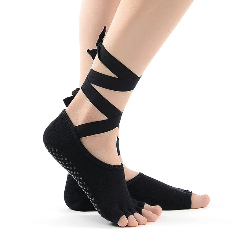 Women Lady Yoga Sock Yoga Glove 1 Set Cotton Elasticity Non-slip Sport Accessory