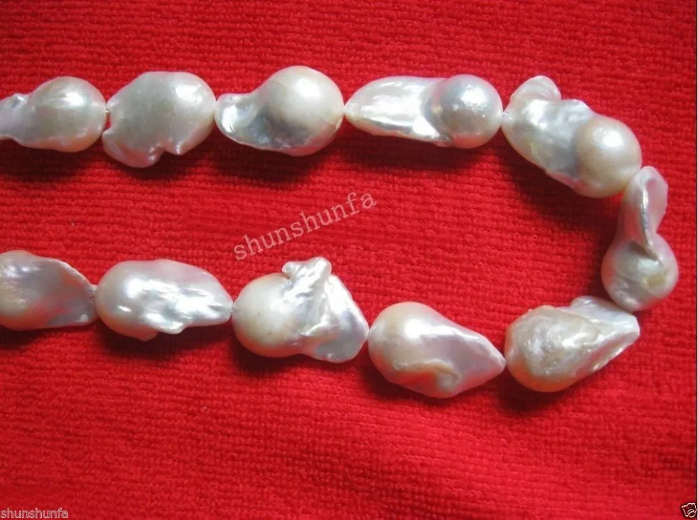 

ddh001502 REAL HUGE AAA SOUTH SEA WHITE BAROQUE PEARL NECKLACE 18" 14K