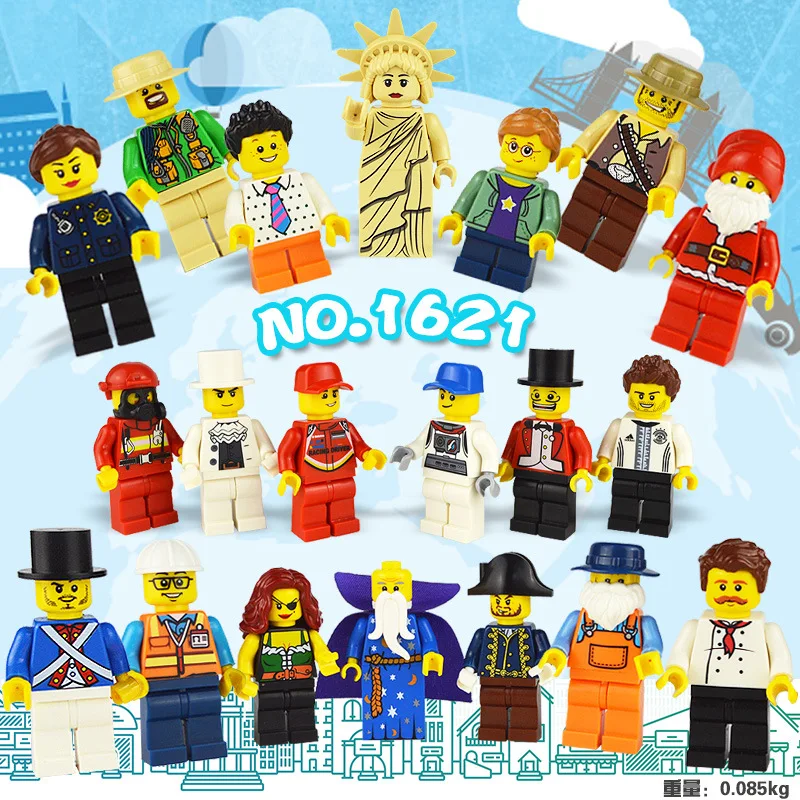 

20pcs Minifigure Compatible Building Blocks Figures Bricks Police Soldier Occupations DIY Toys Mini People for Kids