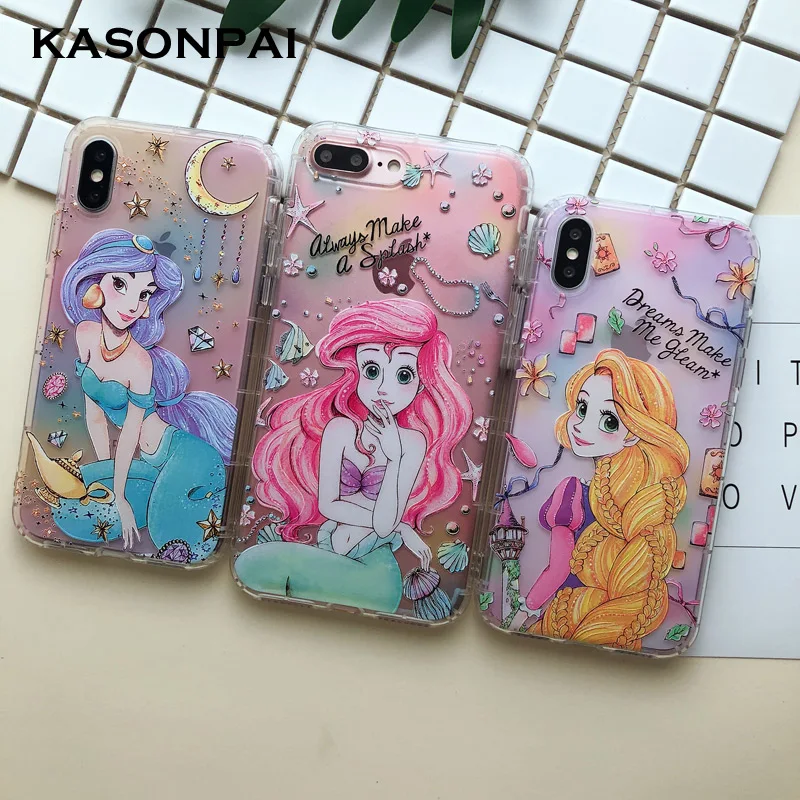 

Cartoon Alice Princess Mermaid Phone Case For iPhone 8 7 6S 6 Plus Cute Soft TPU Back Cover Case For iphone 11 Pro X Xs Max XR