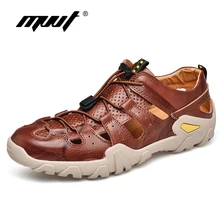 Г., уличные сандалии из натуральной кожи Мужская Летняя обувь модные удобные мужские пляжные сандалии кожаная мужская обувь размера плюс