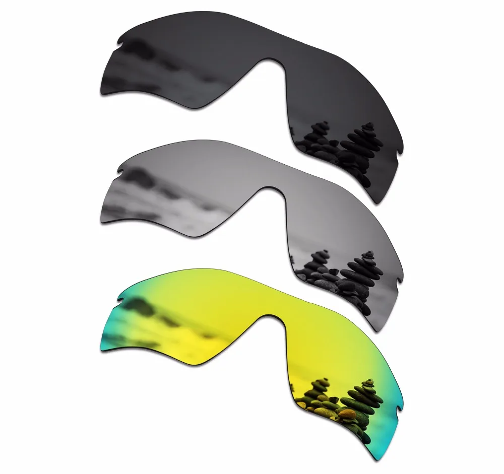 

SmartVLT 3 Pieces Polarized Sunglasses Replacement Lenses for Oakley Radar Path Stealth Black and Silver Titanium and 24K Gold