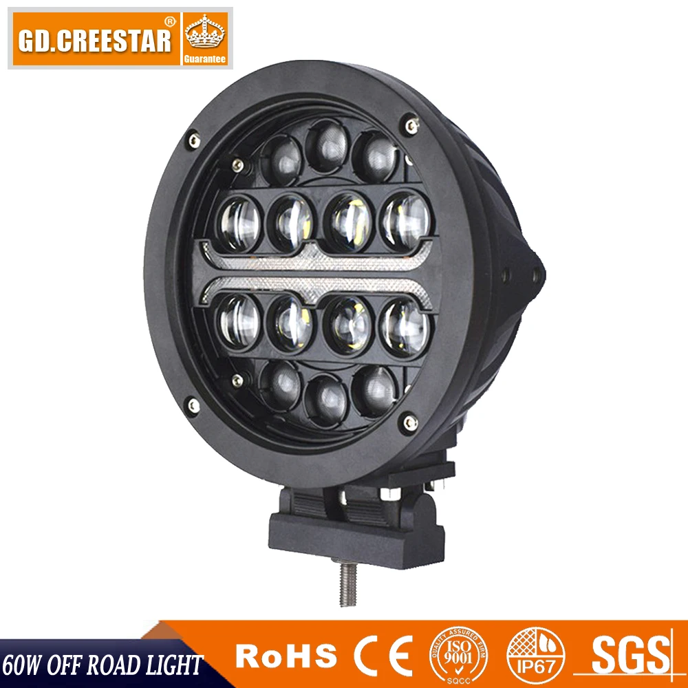  GDCREESTAR 60w 7inch Round offroad driving led work light for 4x4 Spotlights truck led Night lights - 32893452287