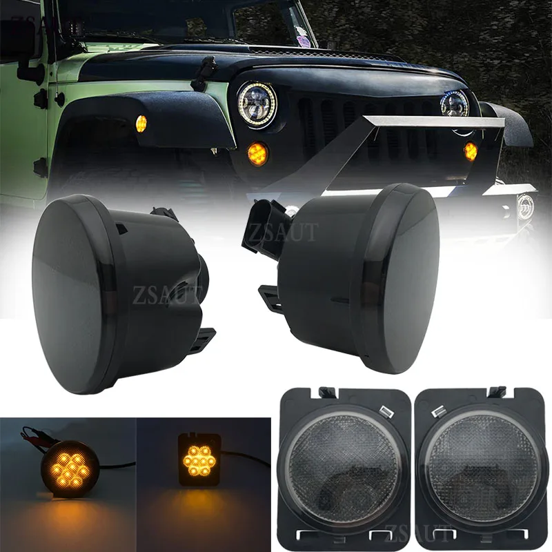 Светодиодный светильник с поворотом спереди для Jeep Wrangler JK 2007-2016 Желтый Янтарный