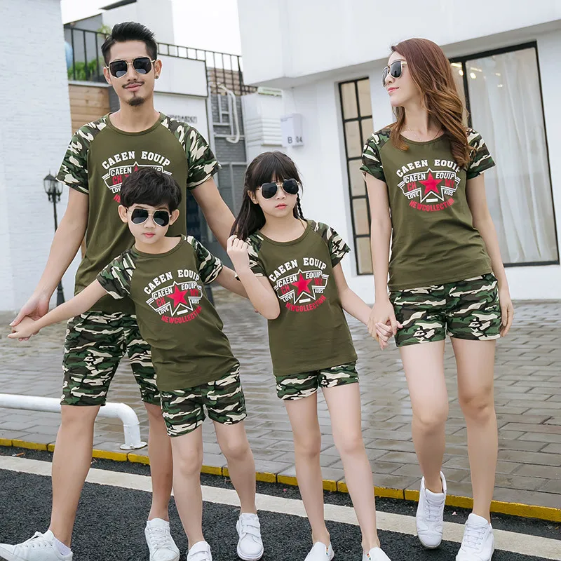 

Parent-child Suit Family Of Four Parents And Children Cotton T-shirt Casual Out Happy Family Fashion Summer Clothing
