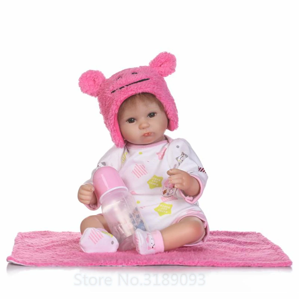 

New 16 Inch 40cm Silicone Reborn Baby Doll kids Playmates Gift For Girls Baby Soft Toys For Bouquets pink Doll Baby Reborn