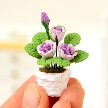 

A01-X434 children baby Toy 1:12 Dollhouse mini Miniature rement Doll accessories flower Rose carnation 1pcs