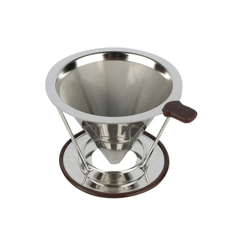 Stainless Steel Coffee Filter Reusable Holder Sets Brew Drip Cone